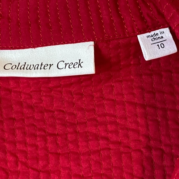 Coldwater Creek Bright Red Silk Blend Tie Back Holiday Light Jacket- Sz-10 - Picture 10 of 16